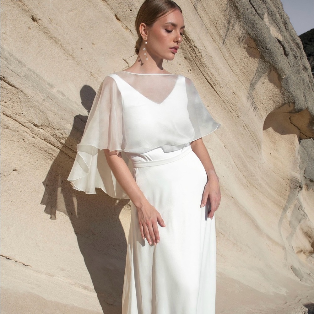 Sheer White Bridal Cape